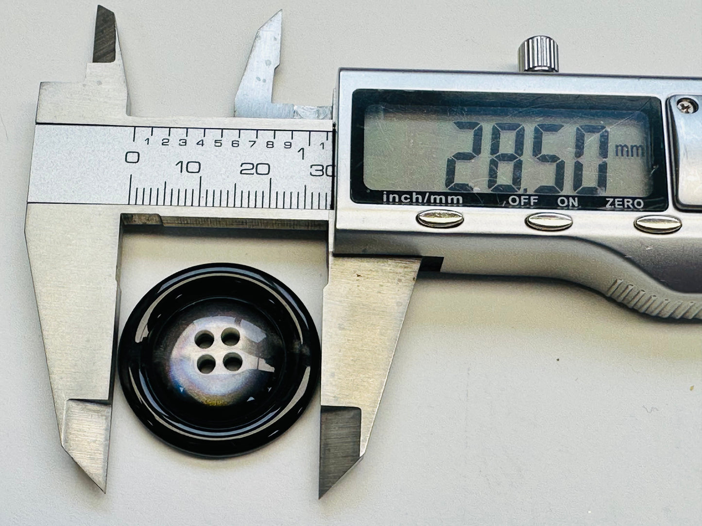 Black Buttons with Multicoloured Detail – 28mm Sew-Through – Set of 6