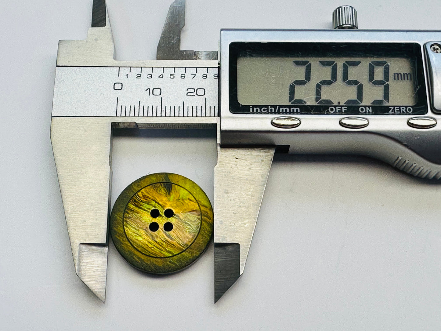 Yellow Ombre Button – 23mm – Green & Mustard Finish – Sew-Through – Sold Individually