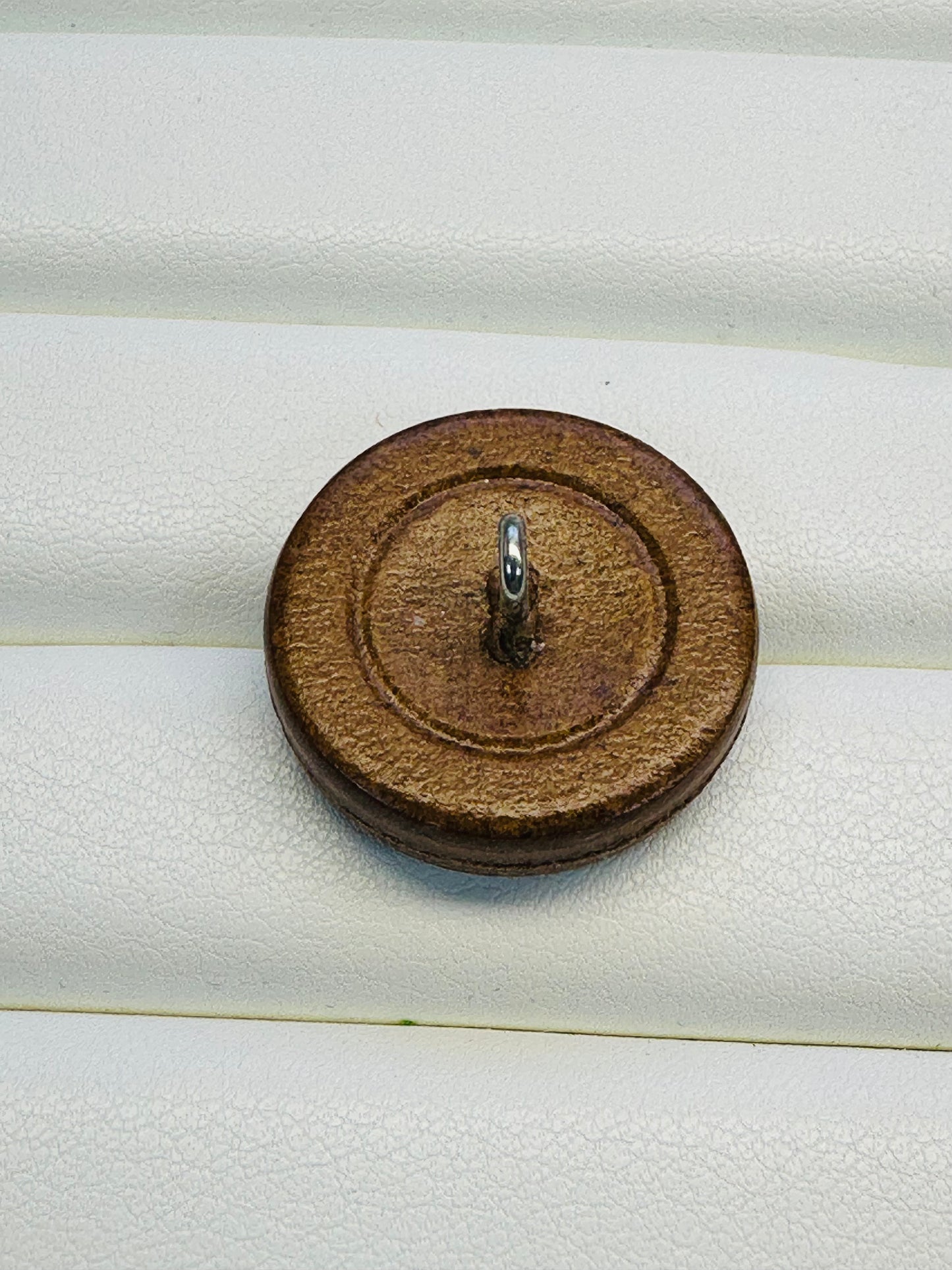 Vintage 1950s Leather Button with Anchor Design – 23mm – Sold Individually