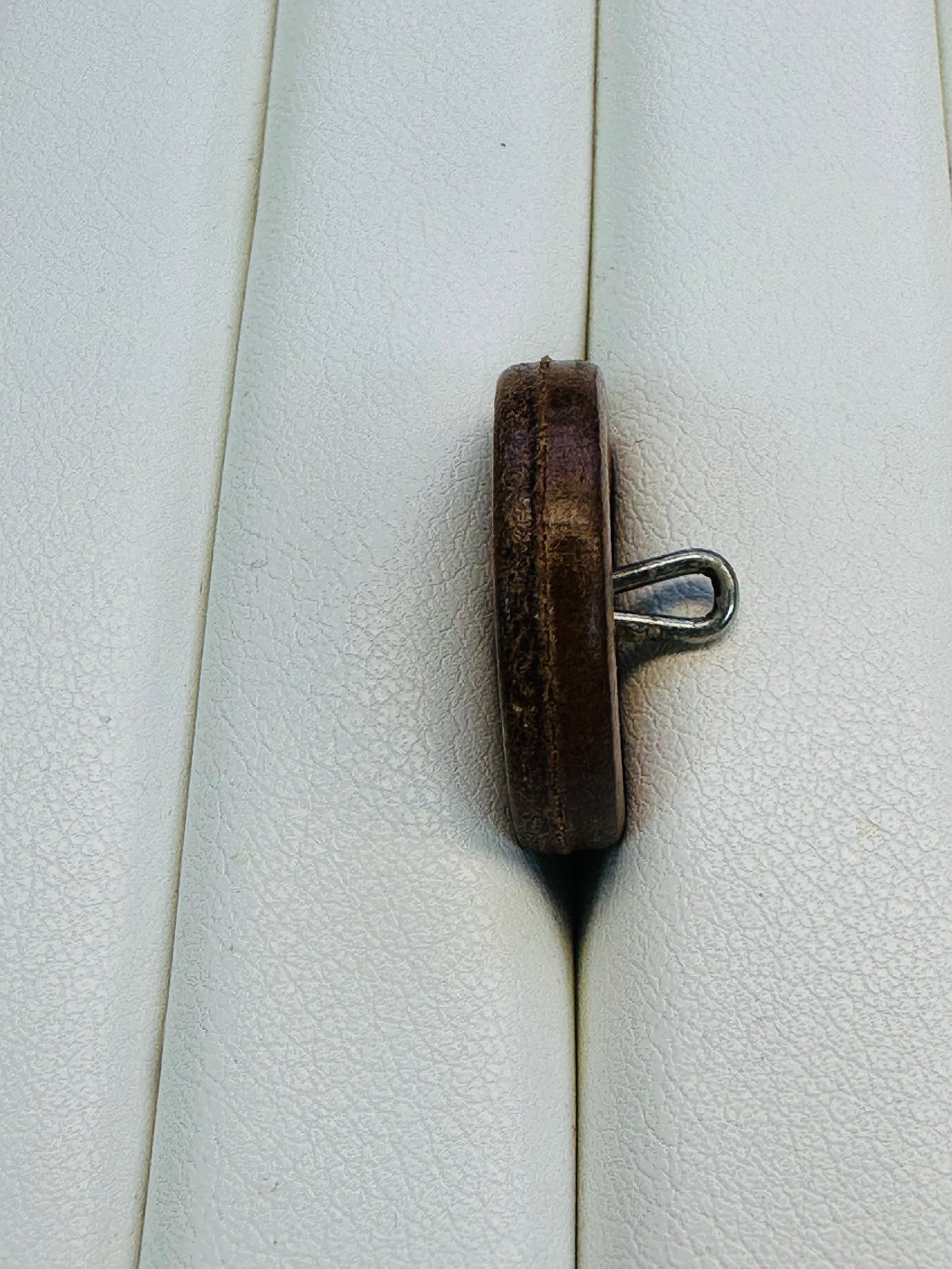 Vintage 1950s Leather Button with Anchor Design – 23mm – Sold Individually