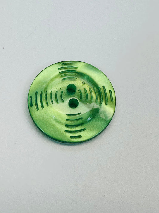 Green Buttons – 22mm Pearlised Textured Sew-Through – Set of 6
