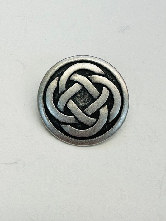 Celtic Knot Metal Button – 23mm (36L / approx. 7⁄8 inch) – Oxidised Silver-Tone – Shank Back