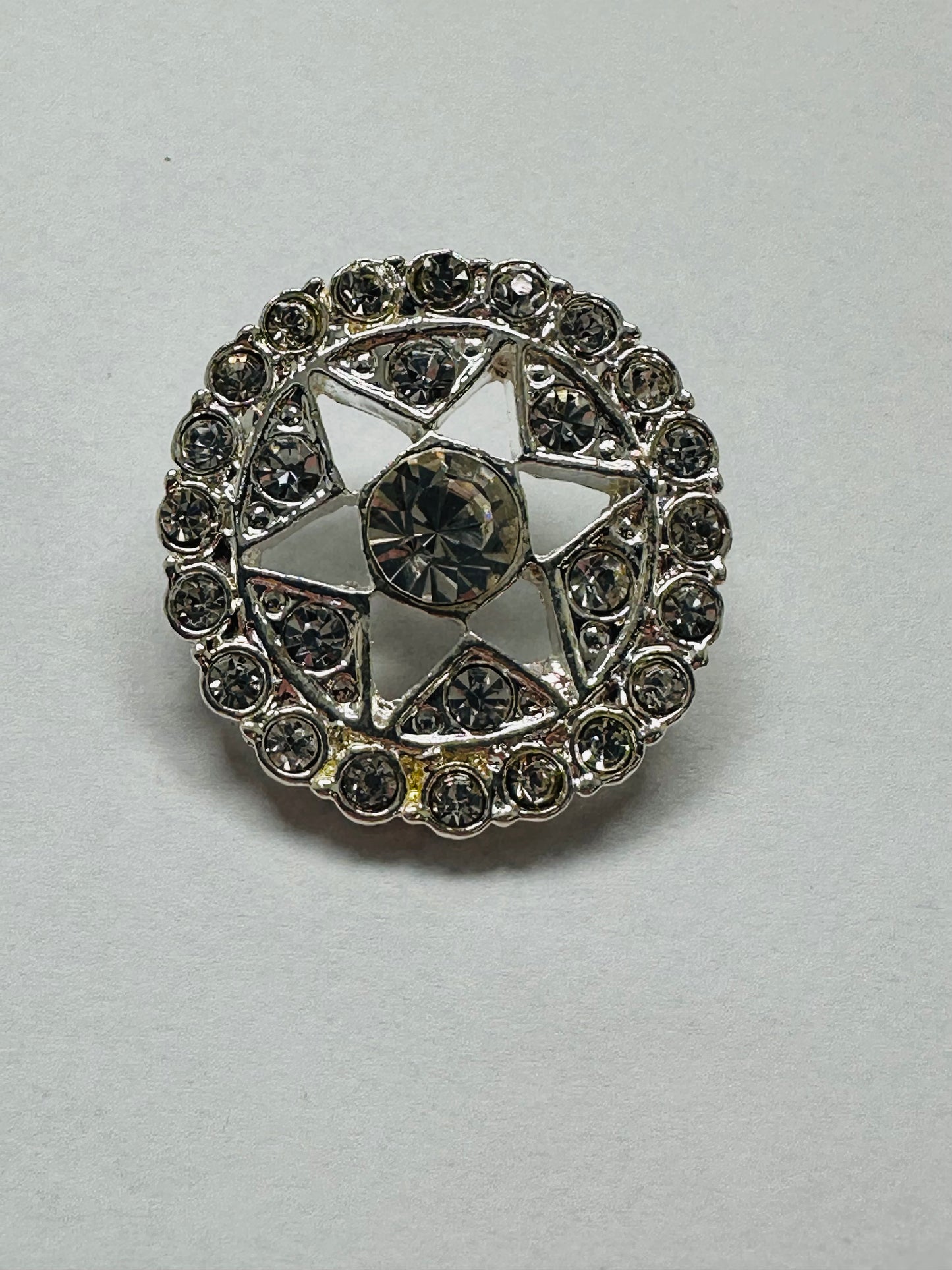 Silver Rhinestone Button – Star Design – 28mm – Shank Back – Sold Individually