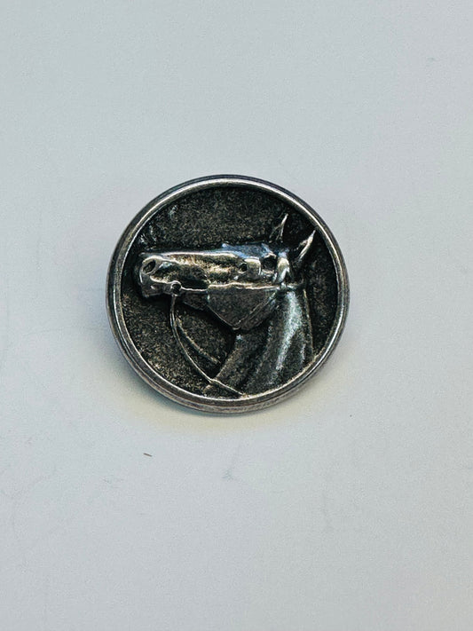 Horse Head Button – 23mm – Silver-Tone Metal – Shank – Sold Individually