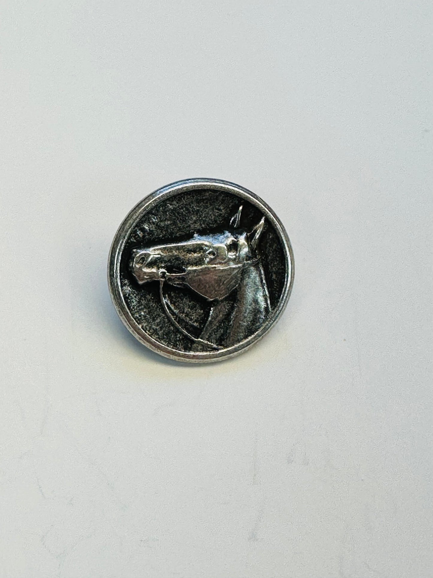 Horse Head Button – 20mm – Silver-Tone Metal – Shank – Sold Individually