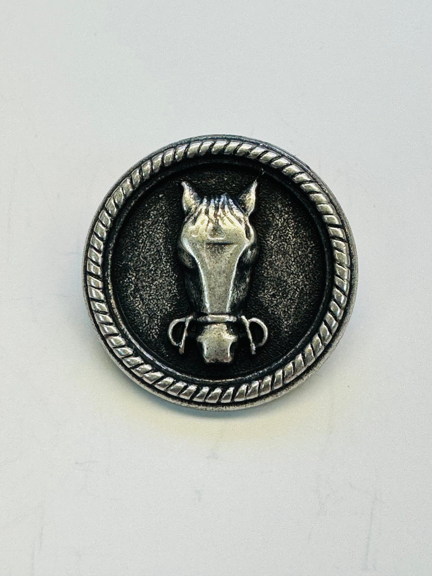 Horse Button – 23mm – Aged Silver-Tone Metal – Shank – Sold Individually