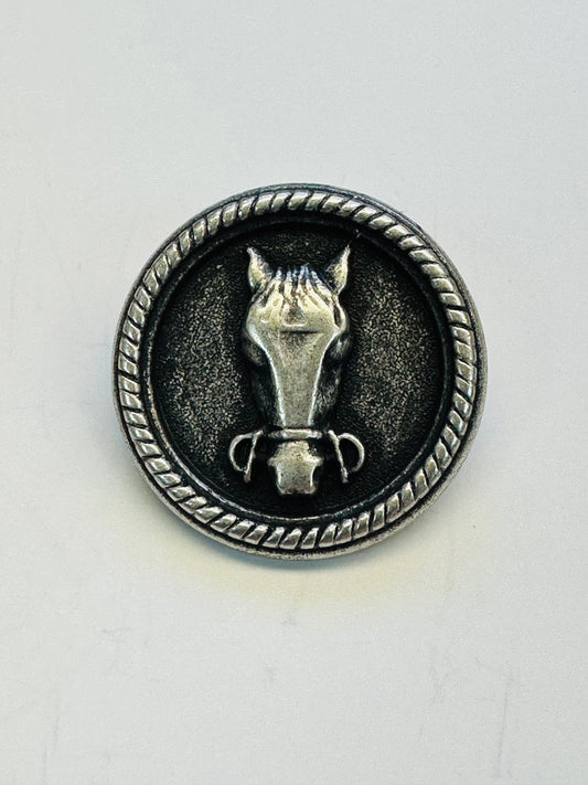 Horse Button – 23mm – Aged Silver-Tone Metal – Shank – Sold Individually
