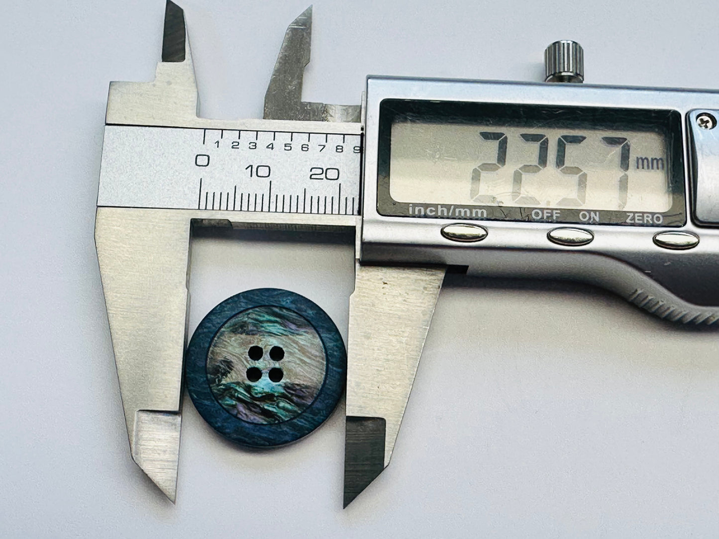 Teal Ombre Button – 23mm – Blue & Green Finish – Sew-Through – Sold Individually