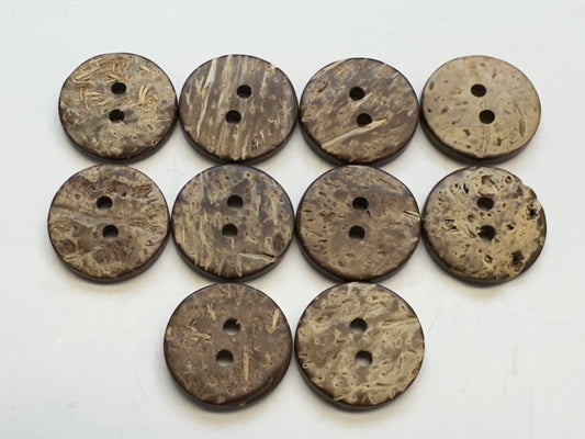 Brown Coconut Shell Buttons – 18mm – Natural Finish – Set of 10