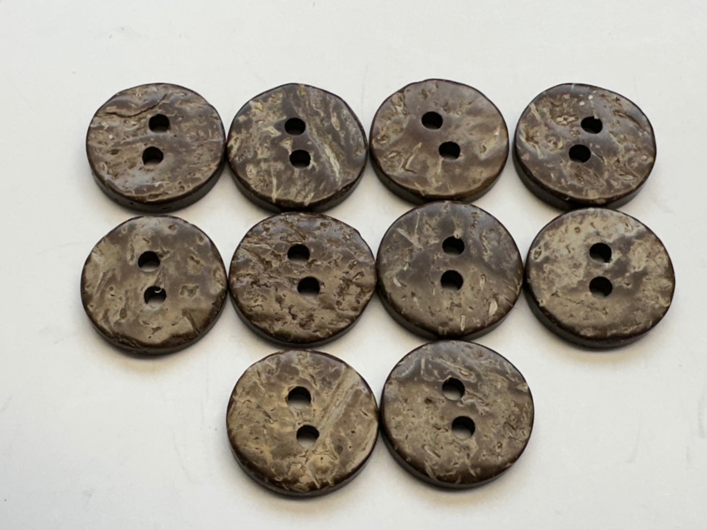 Brown Coconut Shell Buttons – 15mm – Natural Finish – Set of 10