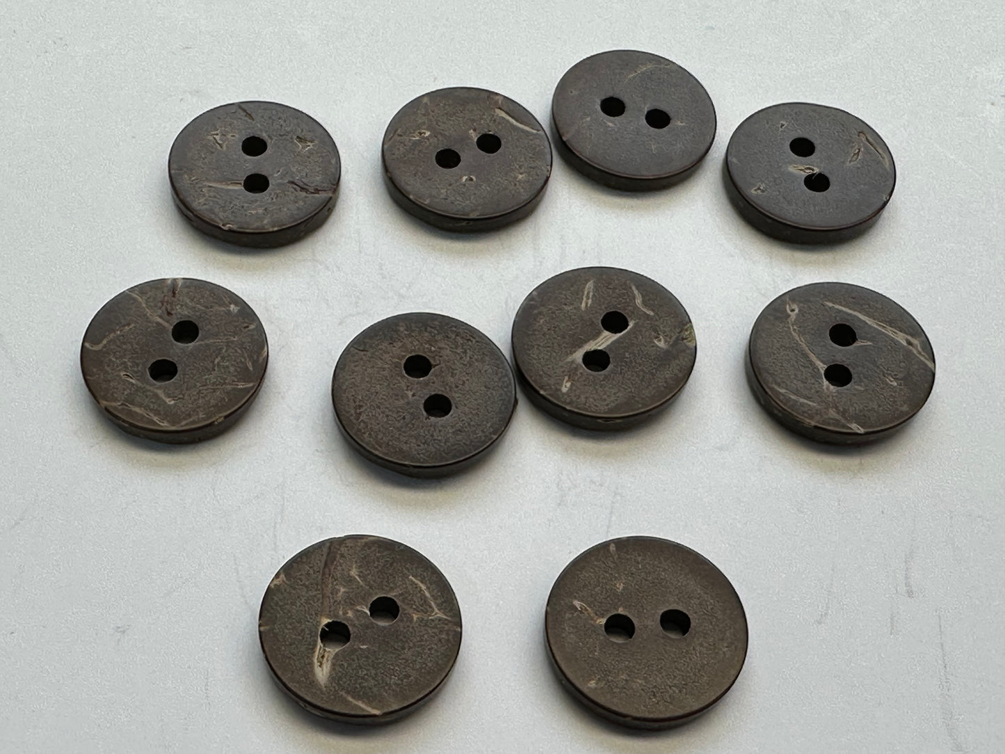 Brown Coconut Shell Buttons – 15mm – Natural Finish – Set of 10