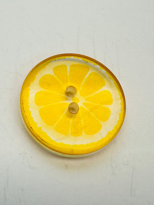 Lemon Slice Button – 23mm – Transparent Multicoloured Design – Sold Individually