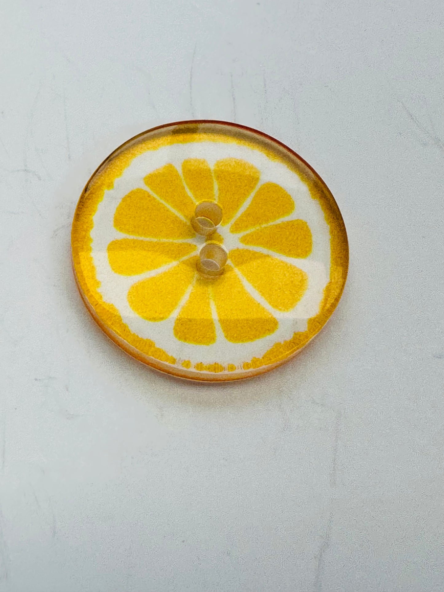 Lemon Slice Button – 23mm – Transparent Multicoloured Design – Sold Individually