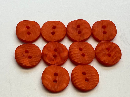 Orange Buttons – 15mm Ombre Textured Sew-Through – Set of 10