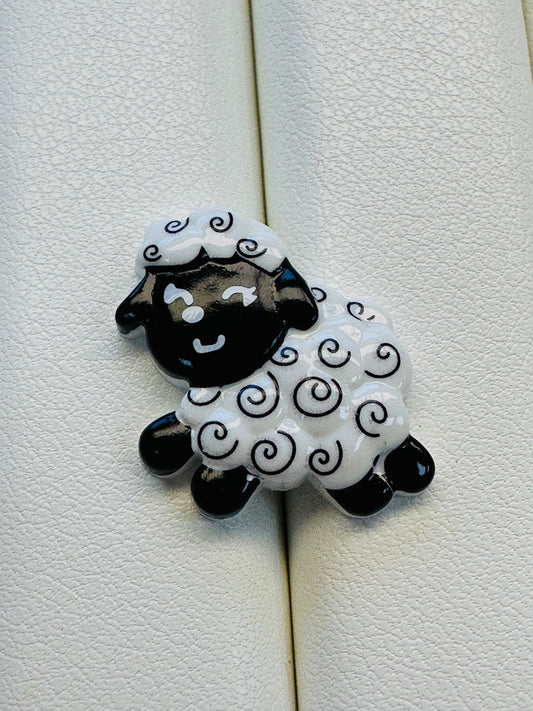 Sheep Button – 19mm Black & White Novelty Design – Shank Back – Sold Individually